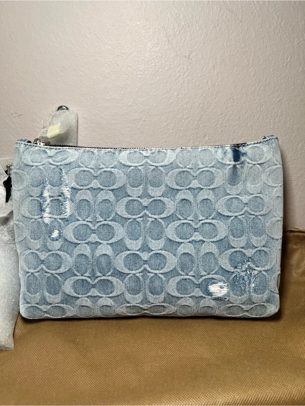 Coach Loved Denim Large Pouch with Charms